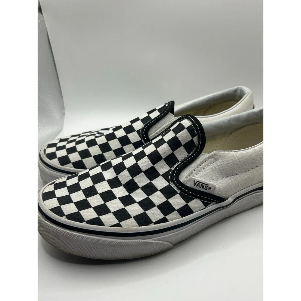 Vans Classic Slip-On Checkerboard Youth Size 3.5 Black White Skate Shoes
